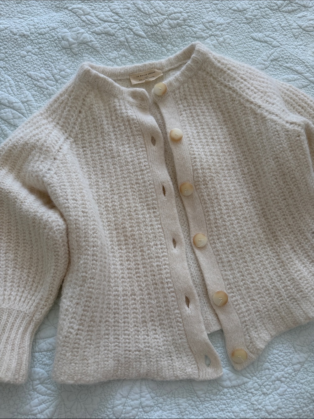 Sezane Cream Emile Cardigan Shrunken to size XXS